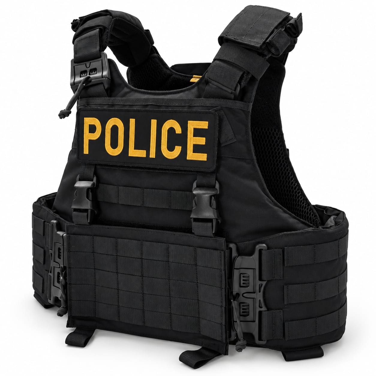 QRS Black police plate carrier side — Tatou Armor