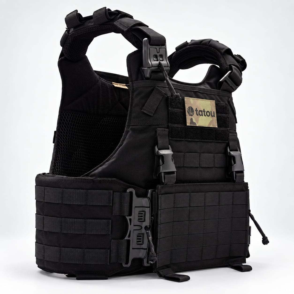 QRS LE plate carrier three-quarter side view — Tatou Armor